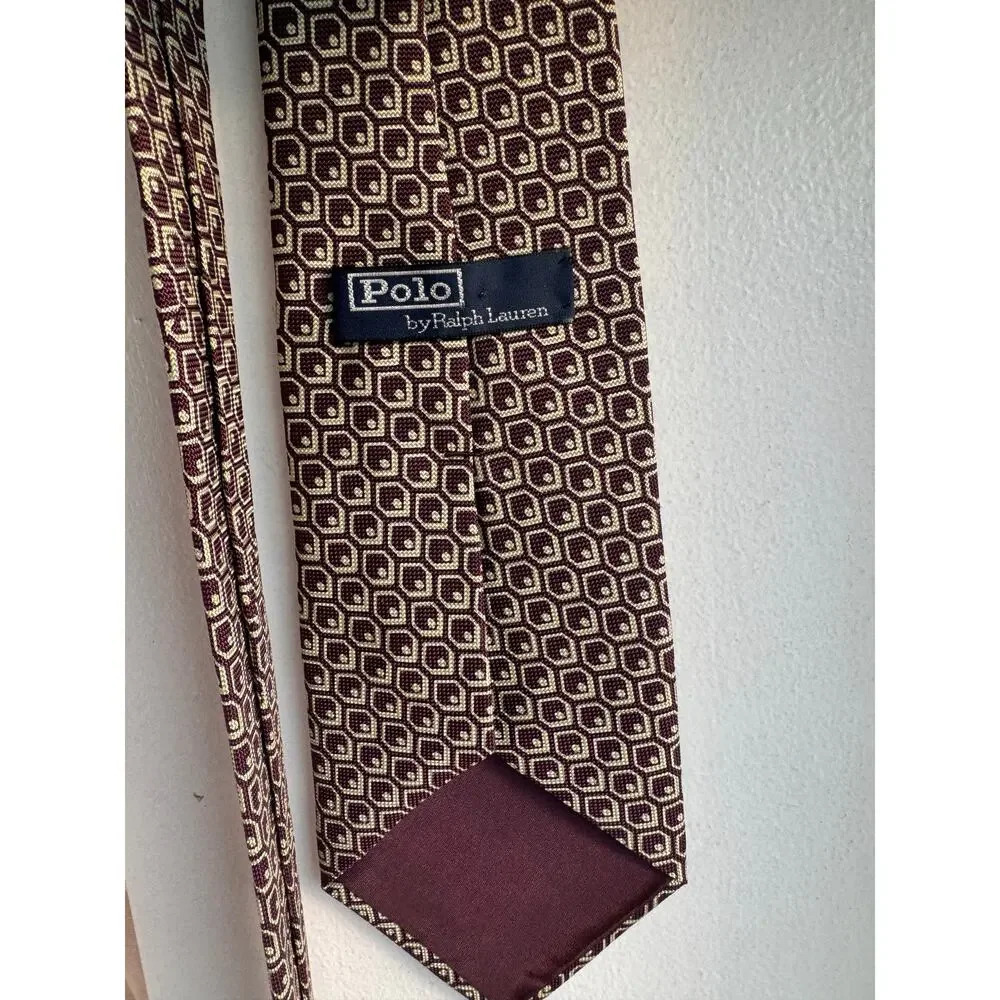 Polo by Ralph Lauren Geometric honeycomb desing/points  red/purple‎ Tie - Picture 7 of 7